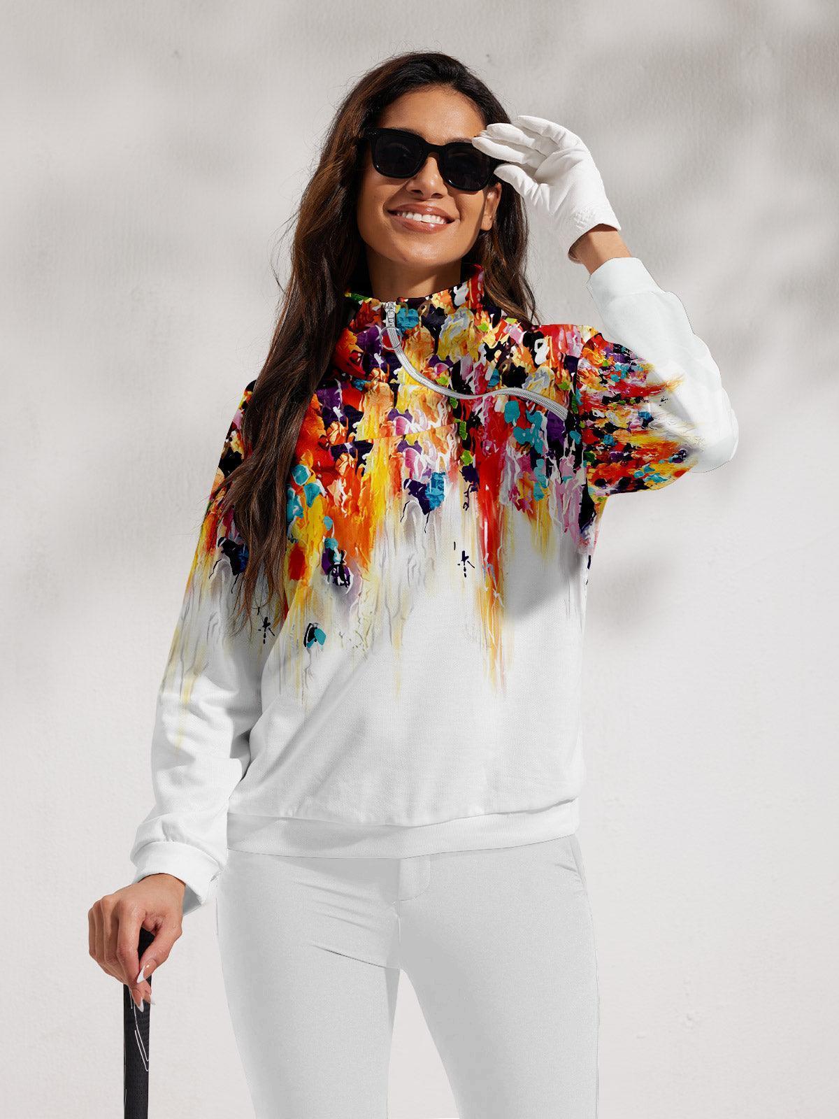 Graphic Print Golf Pullover Sweatshirt