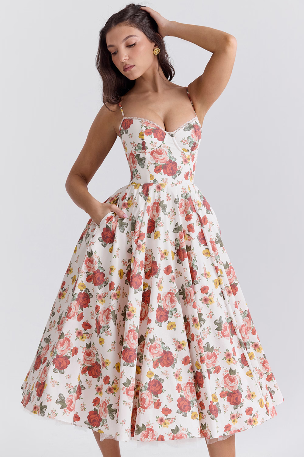 Kayla | Gorgeous Shiny Waisted Midi Dress