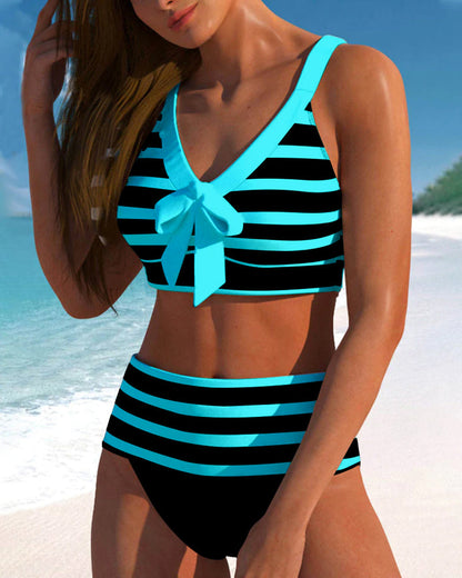 Classic Navy Blue High Waist Swimsuit