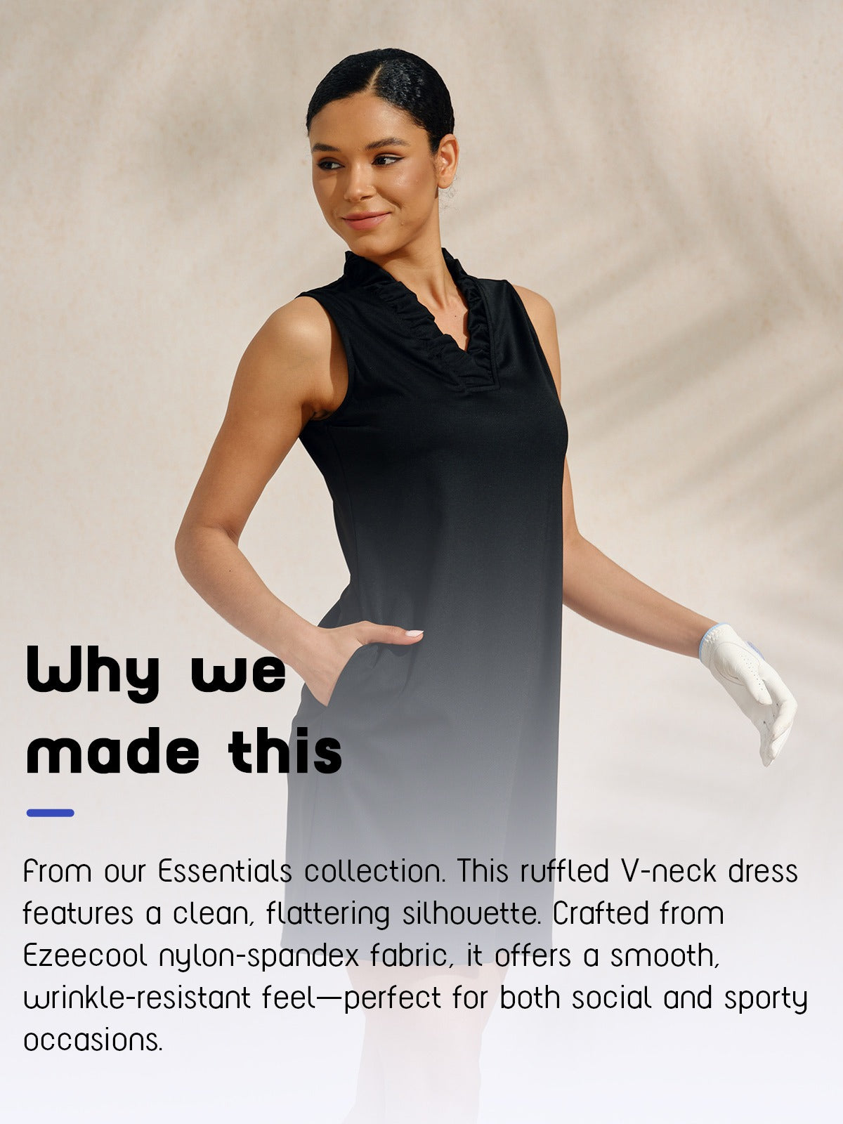Simple Ruffled V Neck Sundress with UPF 50 Protection