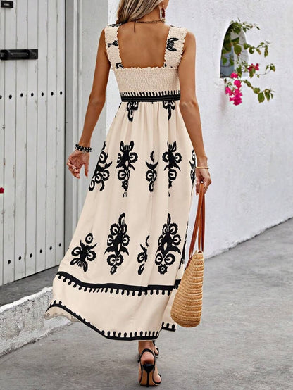 Trendy Halter Neck Summer Print Beach Dress