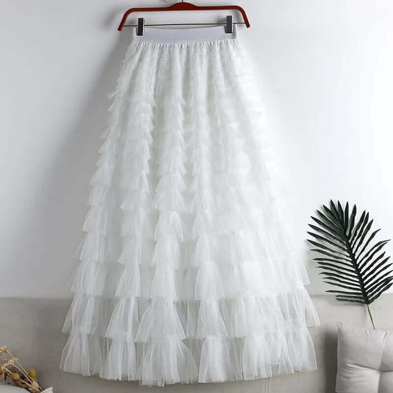 Fluffy Midi A-Line Flowy Skirt for Women
