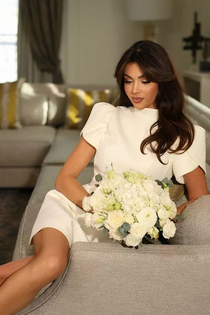 Simple Chic Puff Sleeve Short Dress