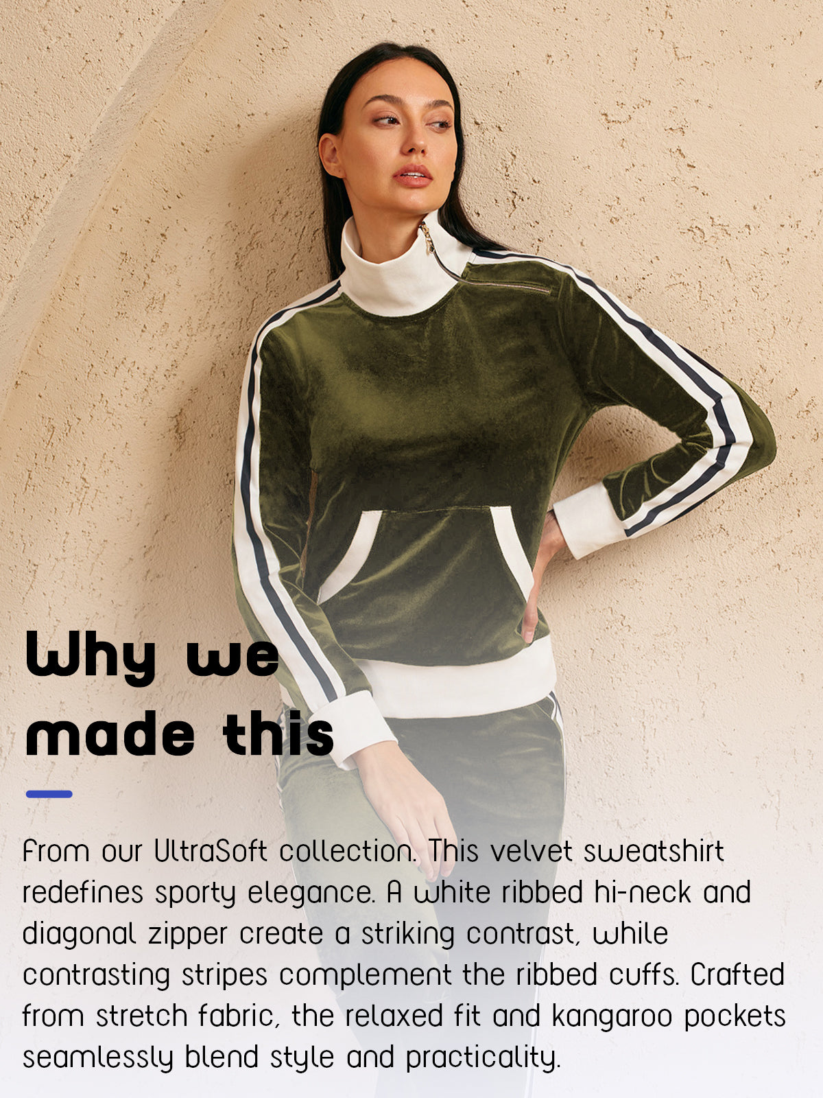 Soft Plush Long Sleeve Off Center Sweatshirt