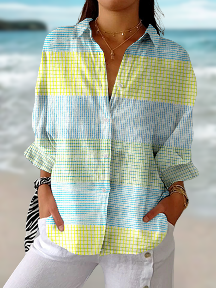 Soft Pastel Geometric Women's Blouse - Luxivelle