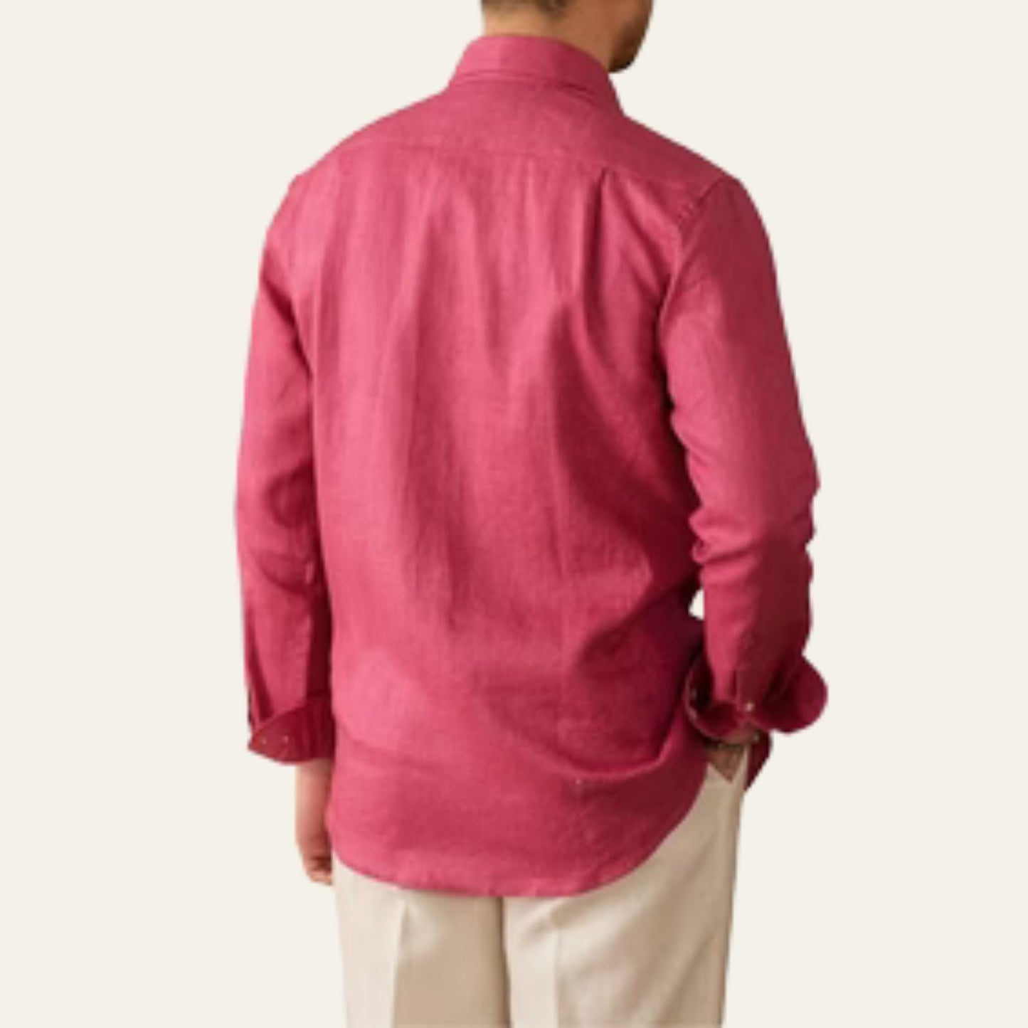 Relaxed Fit Men's Cotton Long Sleeve Dress Shirt