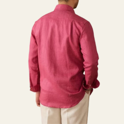Relaxed Fit Men's Cotton Long Sleeve Dress Shirt