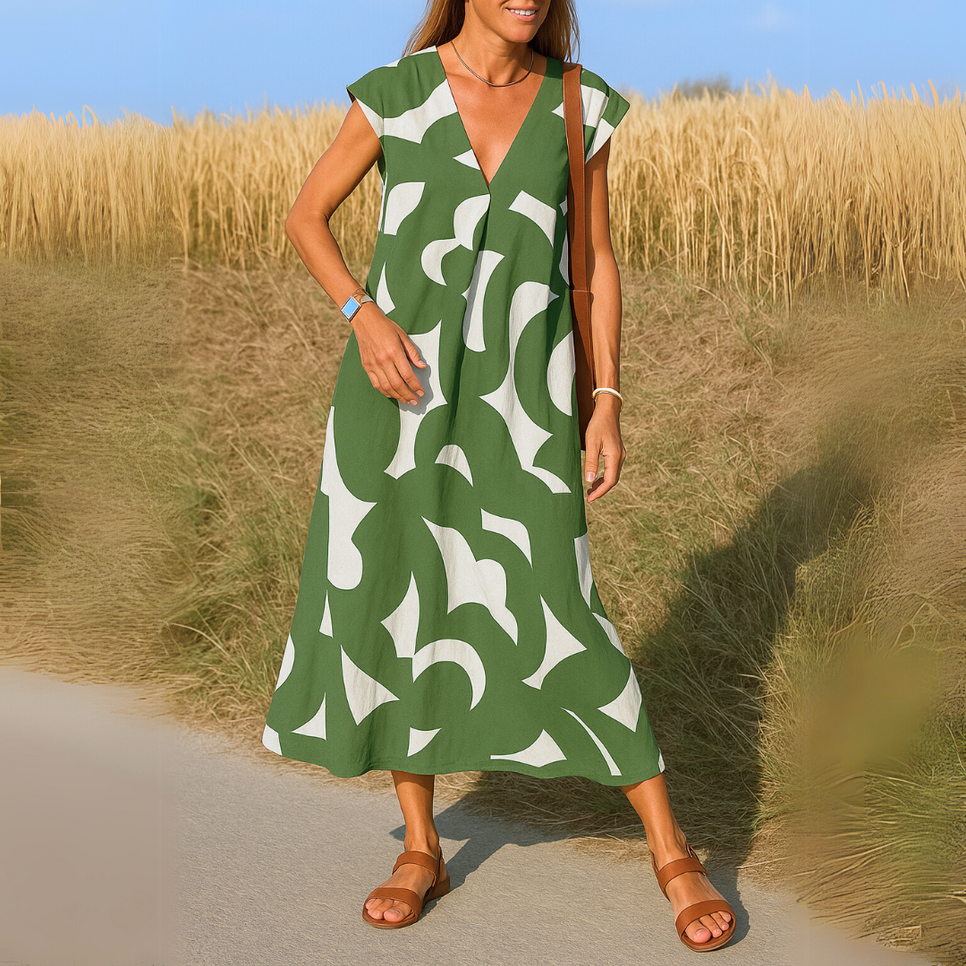 Elegant V Neckline Summer Dress