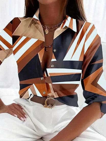 Ladies Classic Patterned Blouse Shirt