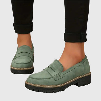 Ladies Thick Leather Slip On Shoes