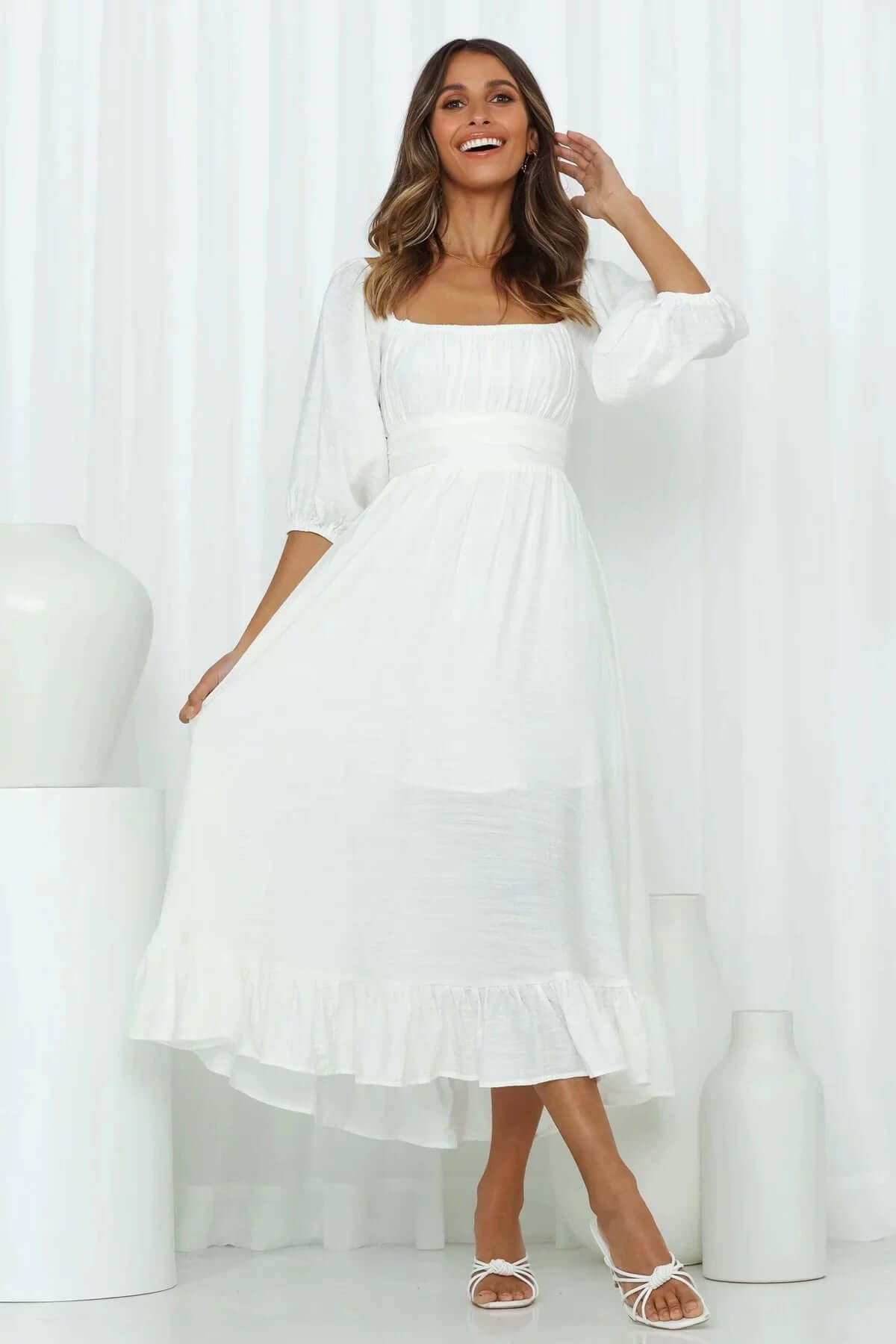 Chic Flowy Backless Midi Dress