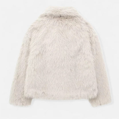 Short Puffer Winter Coat for Women with Faux Fur Collar