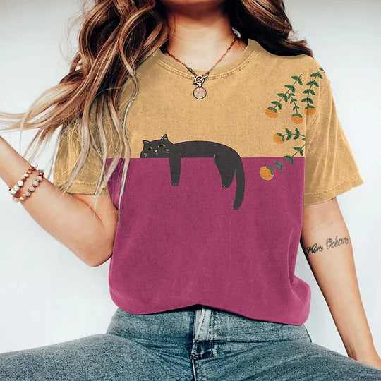 Vespera Two-Tone Graphic Tee – Soft Cotton, Oversized Fit-3