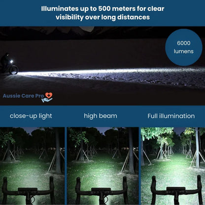 Bright LED Bicycle Front Light – Waterproof 6000 Lumen Headlamp