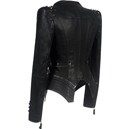 Edgy Faux Leather Biker Jacket