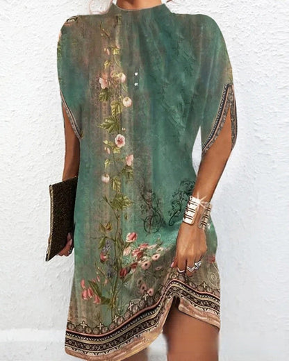 Hacinta | Bat Sleeve Dress - Lightweight Fabric, Black & White Summer Dresses-3