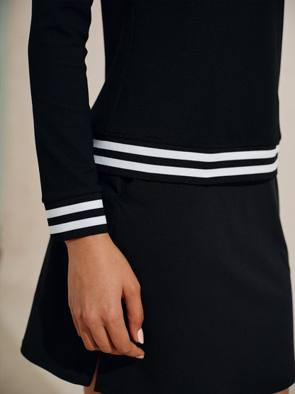 Classic Contrast Long Sleeve Golf Polo Shirt