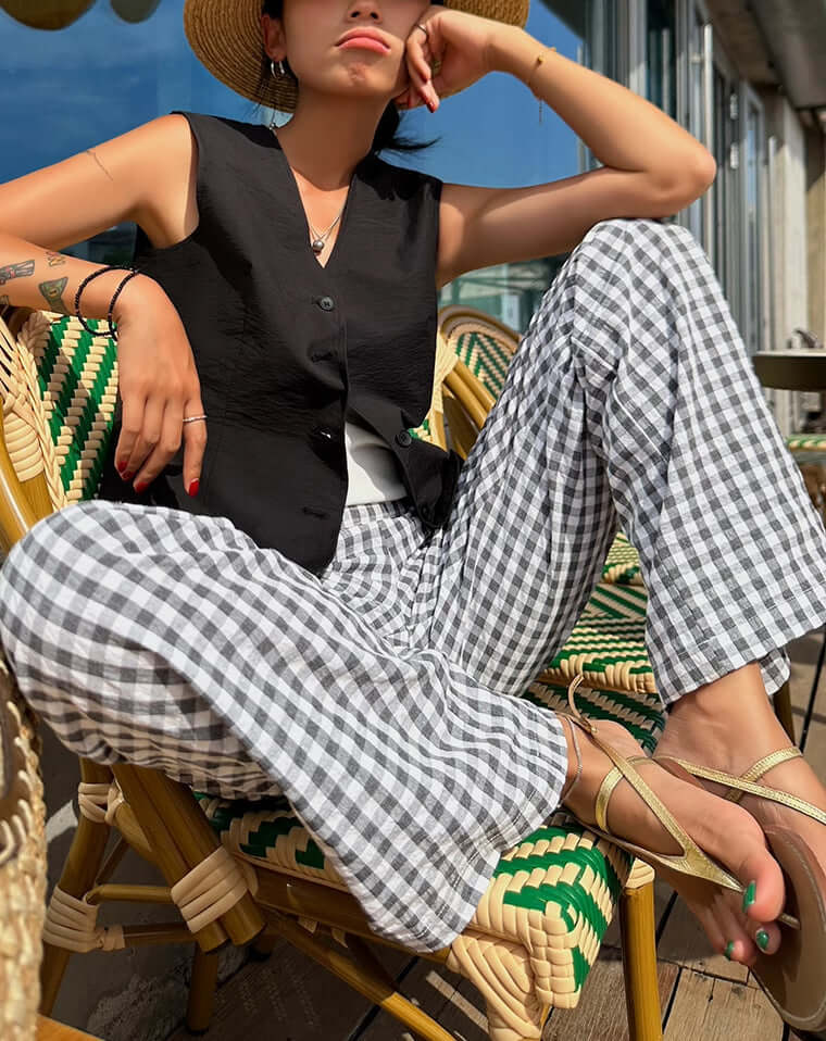 Classic Checked Loose Fit Pants
