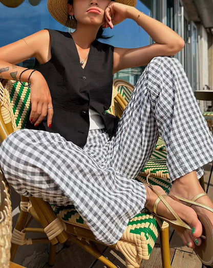 Classic Checked Loose Fit Pants