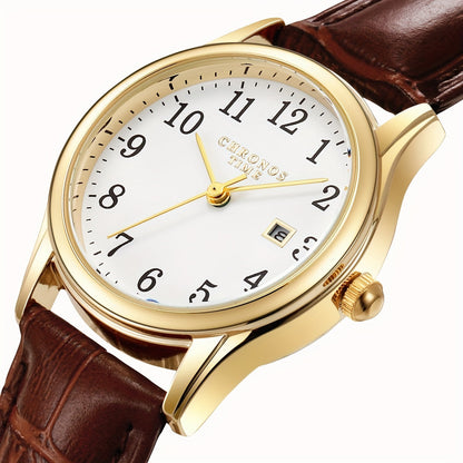 Classic Ladies Quartz Watch with Leather Strap