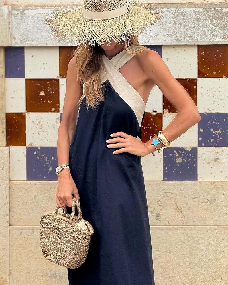 Relaxed Fit Cross Strap Summer Dress