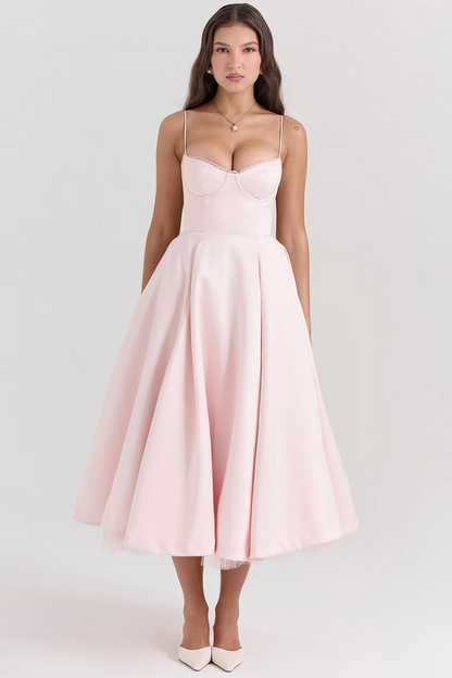 Kayla | Gorgeous Shiny Waisted Midi Dress