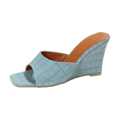 Fake Snake Skin High Heel Wedges