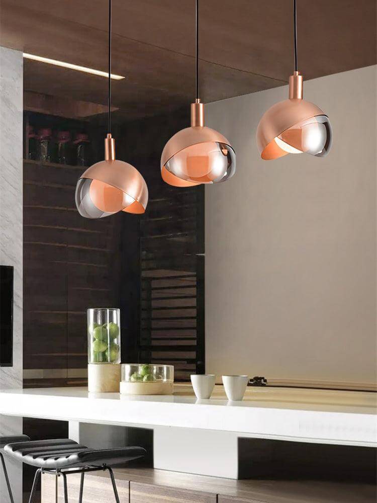 Customizable Chrome Hanging Lamp with Clear Glass Shade