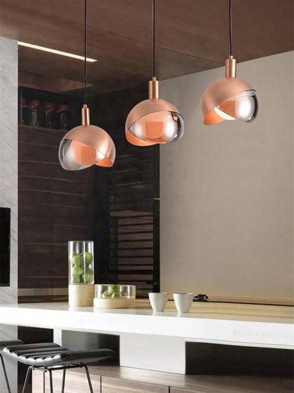Customizable Chrome Hanging Lamp with Clear Glass Shade
