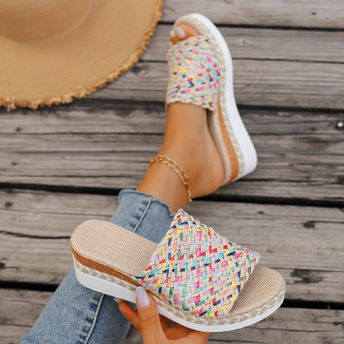 Braided Espadrille Wedge Sandals