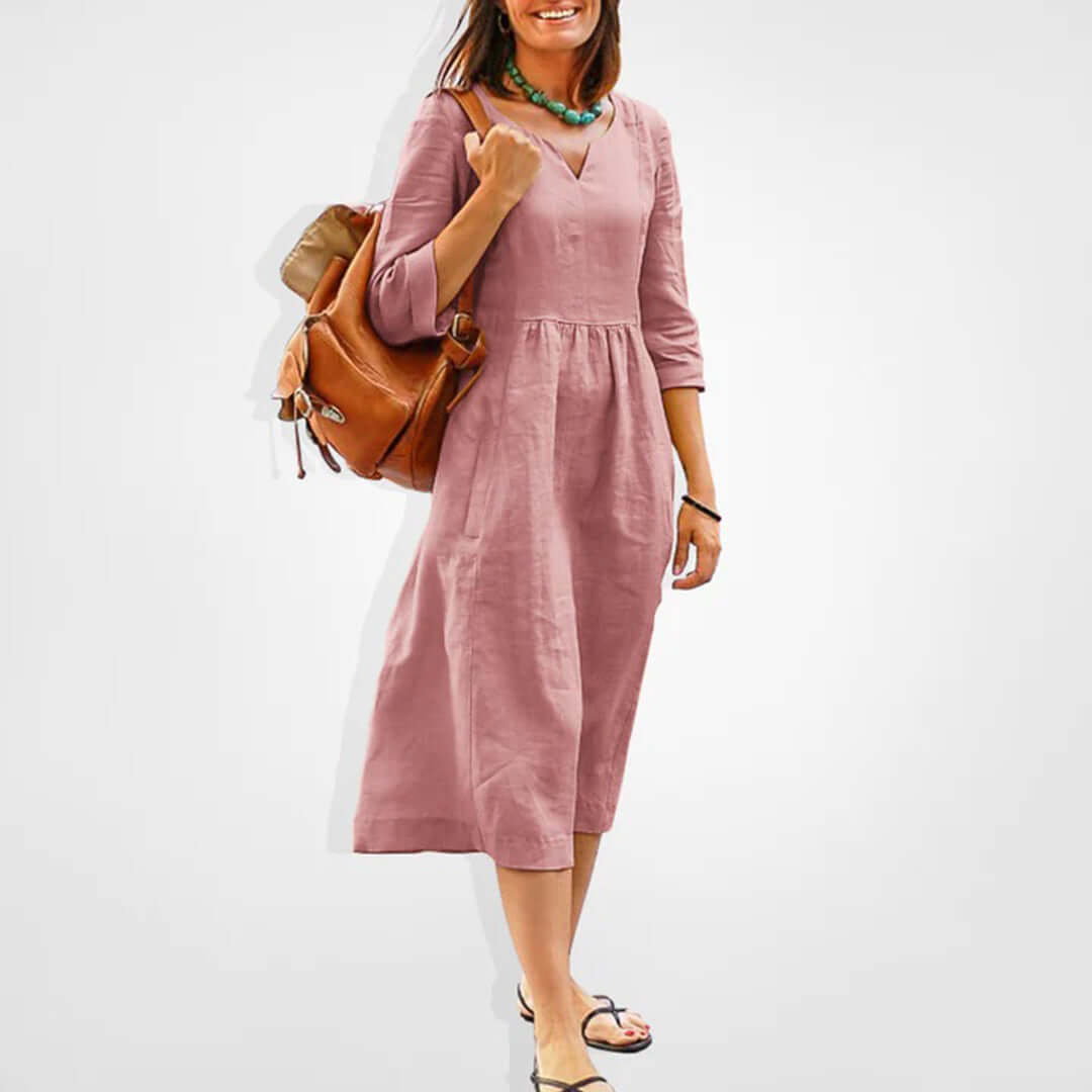 Ladies' Floral Fit and Flare Midi Dress - Luxivelle