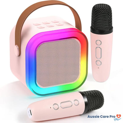 Fun Portable Karaoke System with Microphones and Lights - Luxivelle