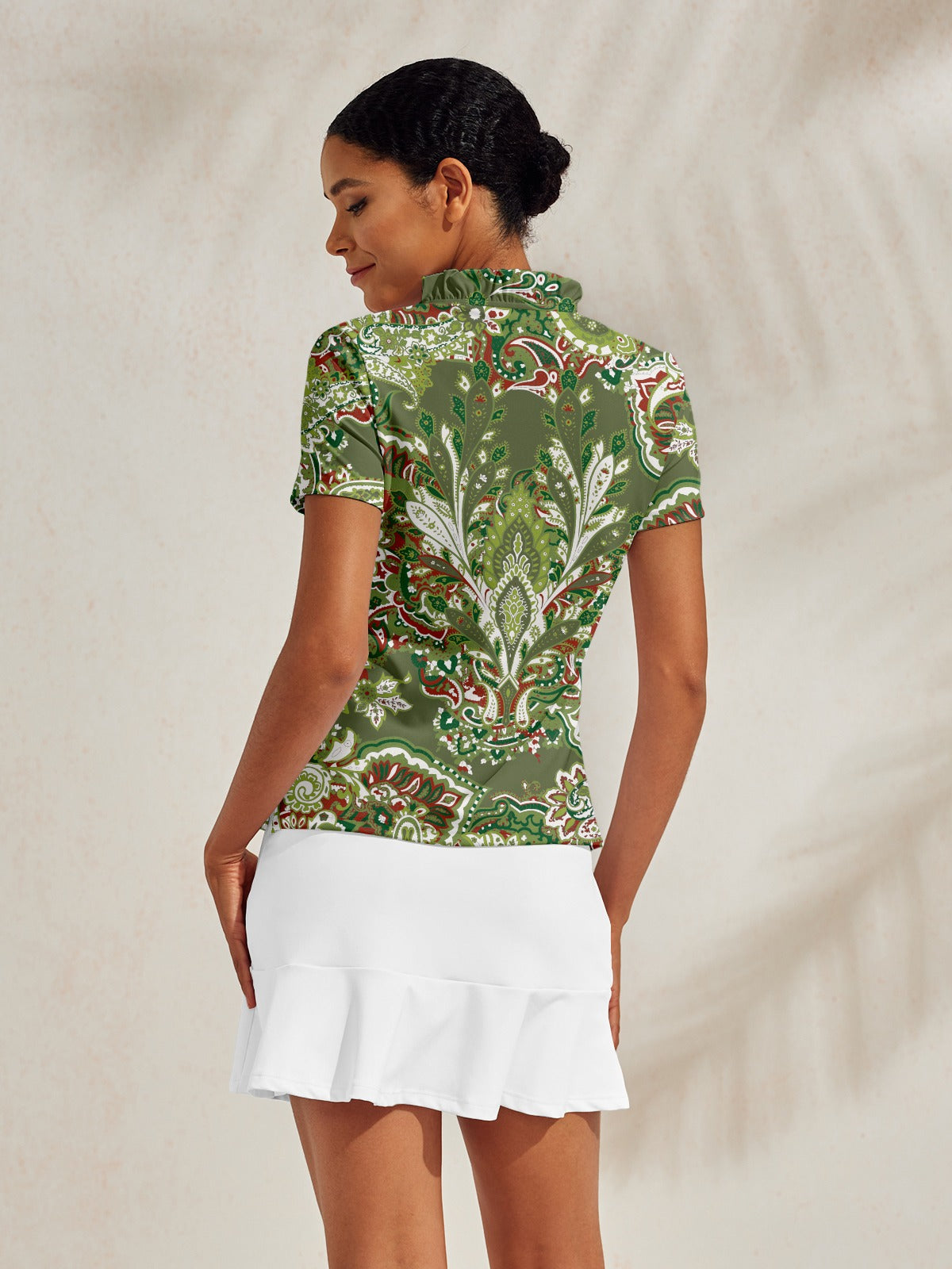 Women's Chiffon Ruffled V Neck Sun Protection Polo Shirt