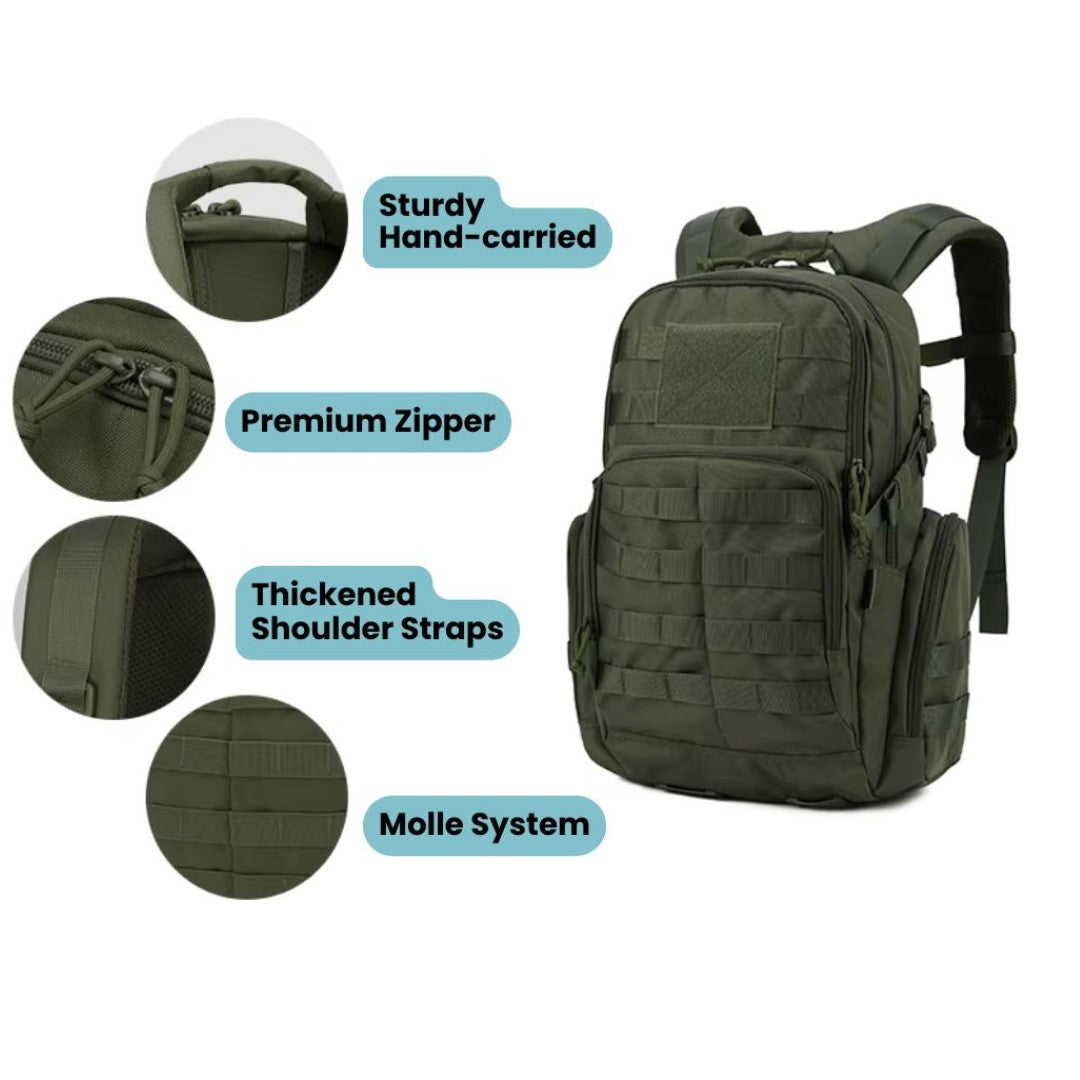 Durable 25L Military Backpack with Water-Resistant Coating