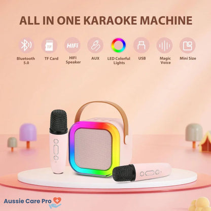 Fun Portable Karaoke System with Microphones and Lights