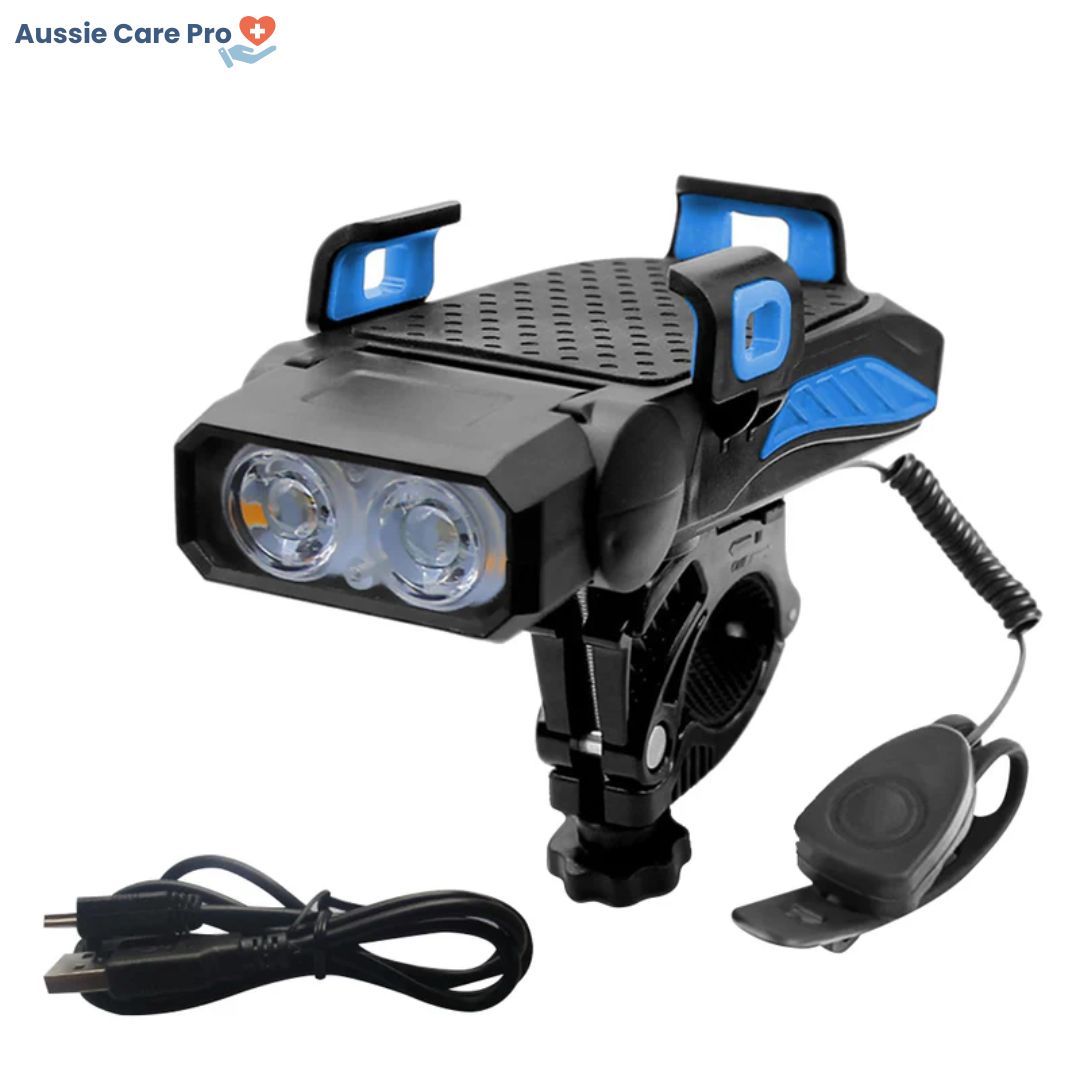 Waterproof 4-in-1 Bike Phone Mount with Light