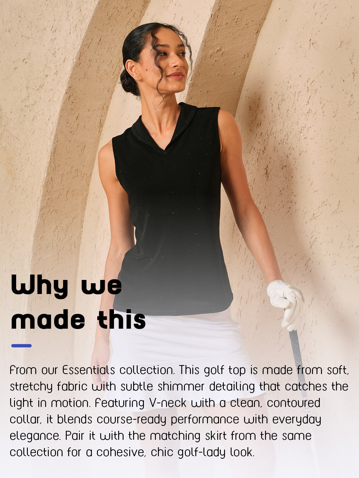 Premium Glitter V Neck Golf Women's Tank Top