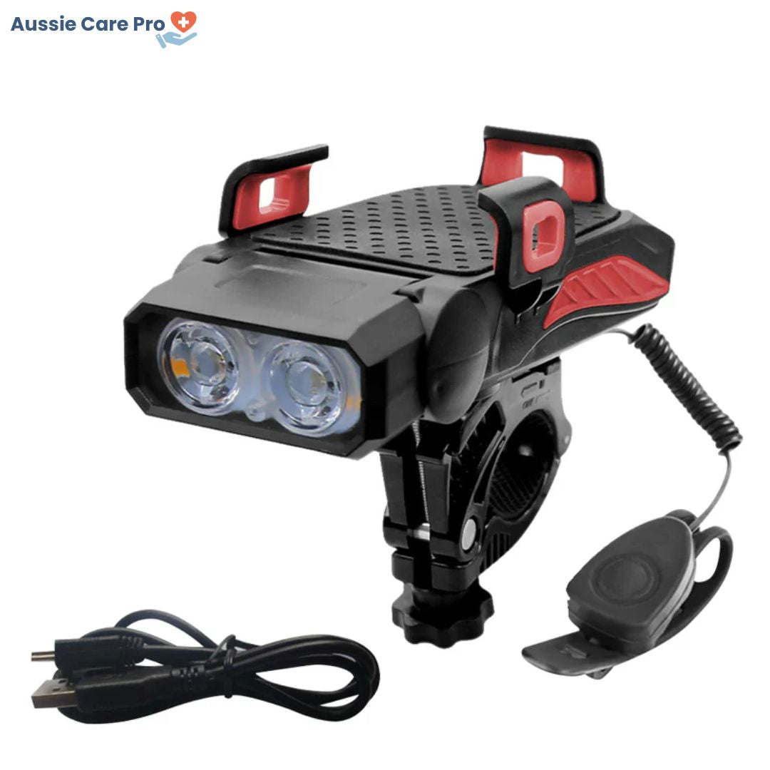 Waterproof 4-in-1 Bike Phone Mount with Light