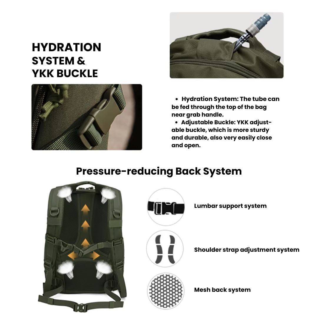 Durable 25L Military Backpack with Water-Resistant Coating