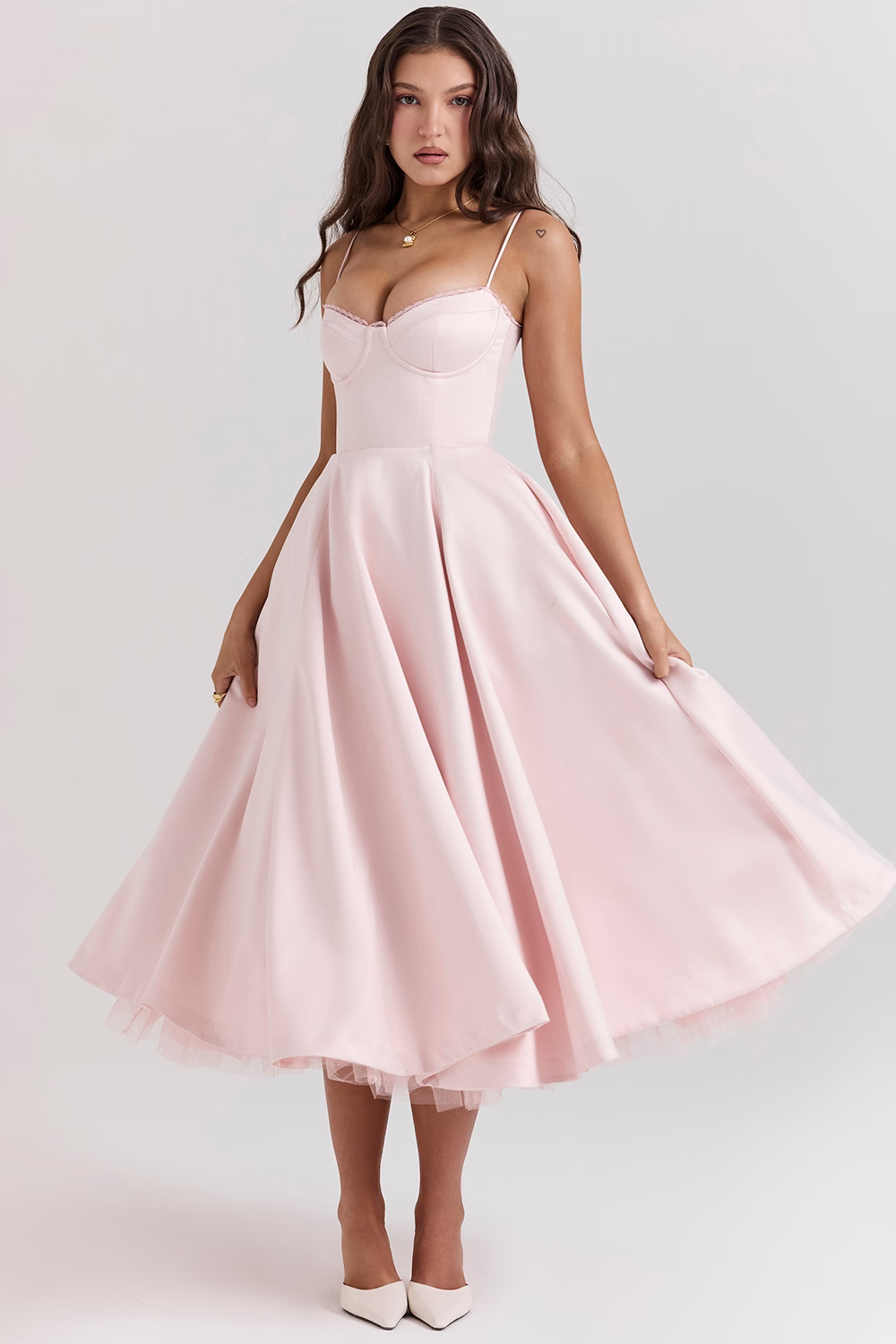 Kayla | Gorgeous Shiny Waisted Midi Dress