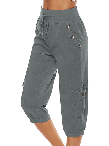Lightweight Women's Summer Capri Pants Comfortable Cotton Blend - Luxivelle