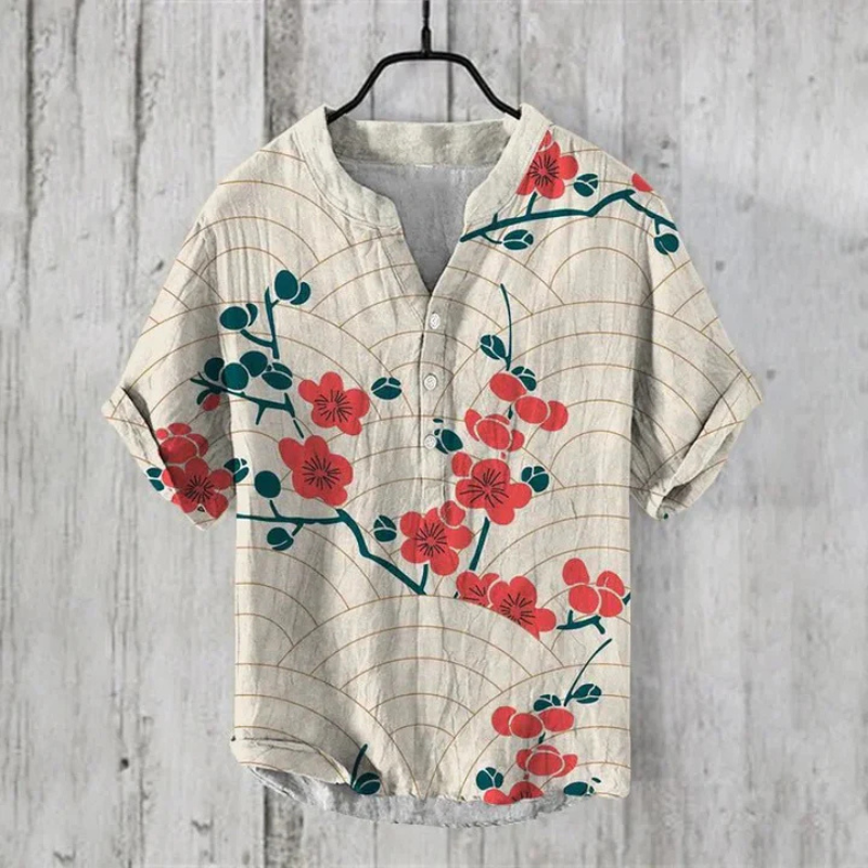 Casual Graphic Printed Short Sleeve Men's Summer Shirt