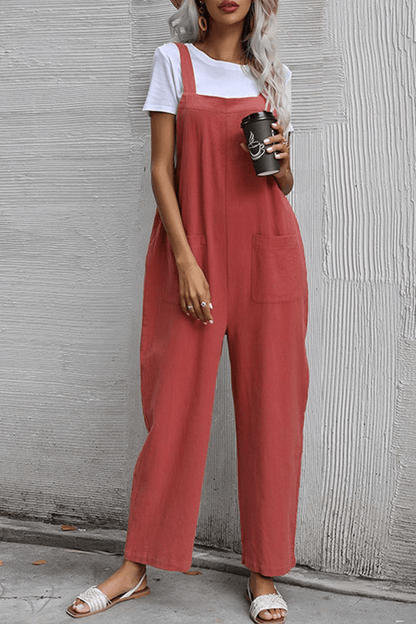 Comfy Women's Straight Leg Romper with Pockets - Luxivelle