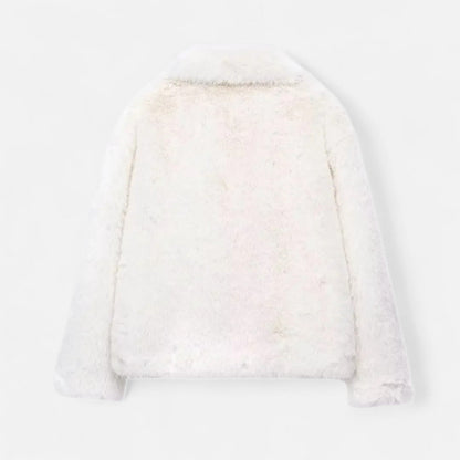 Short Puffer Winter Coat for Women with Faux Fur Collar