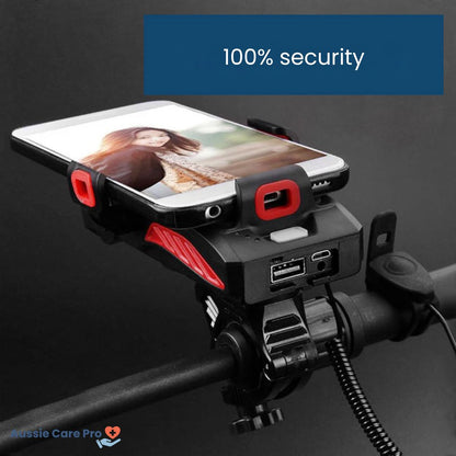 Waterproof 4-in-1 Bike Phone Mount with Light