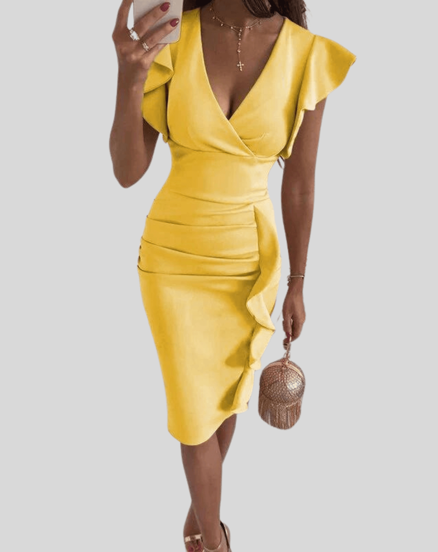 Feminine Fit and Flare Ruffle Dress - Luxivelle