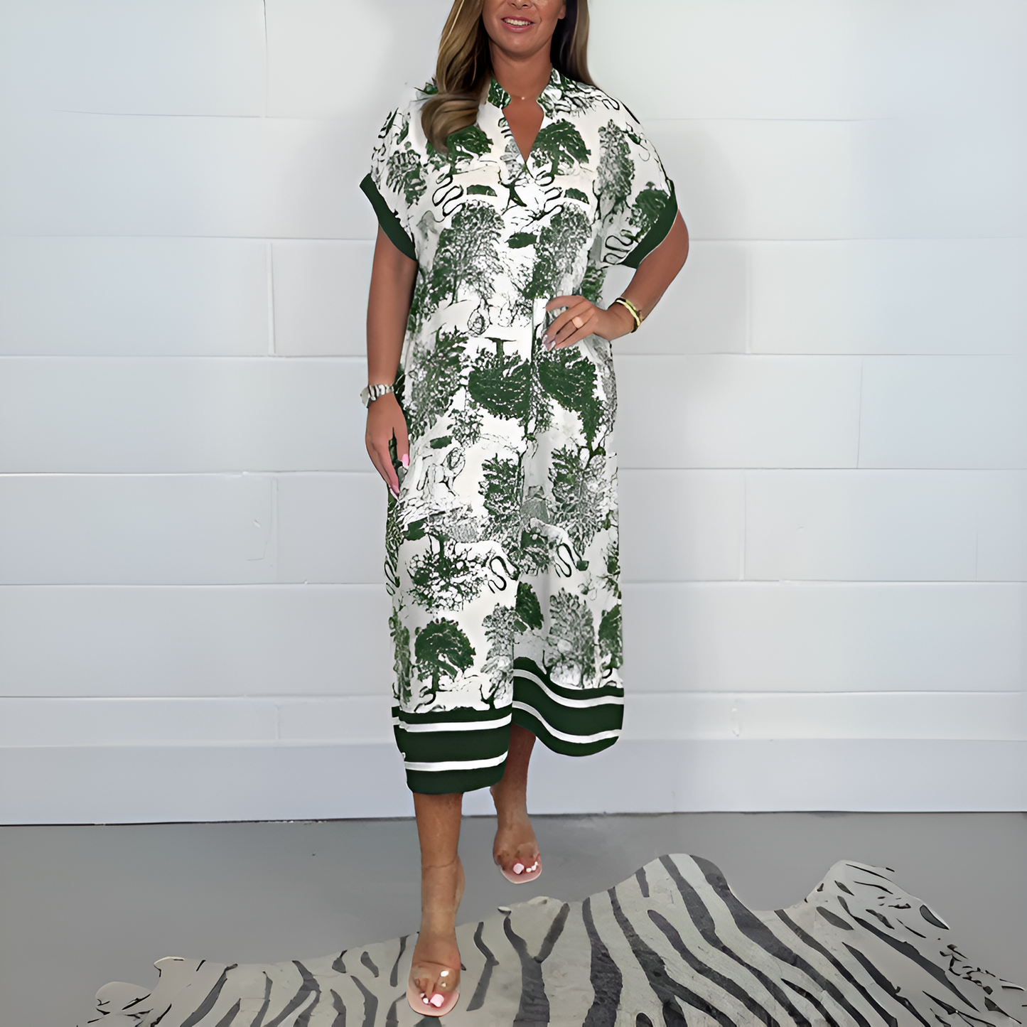Kira | Long Sleeve White Midi Dress for Women-4