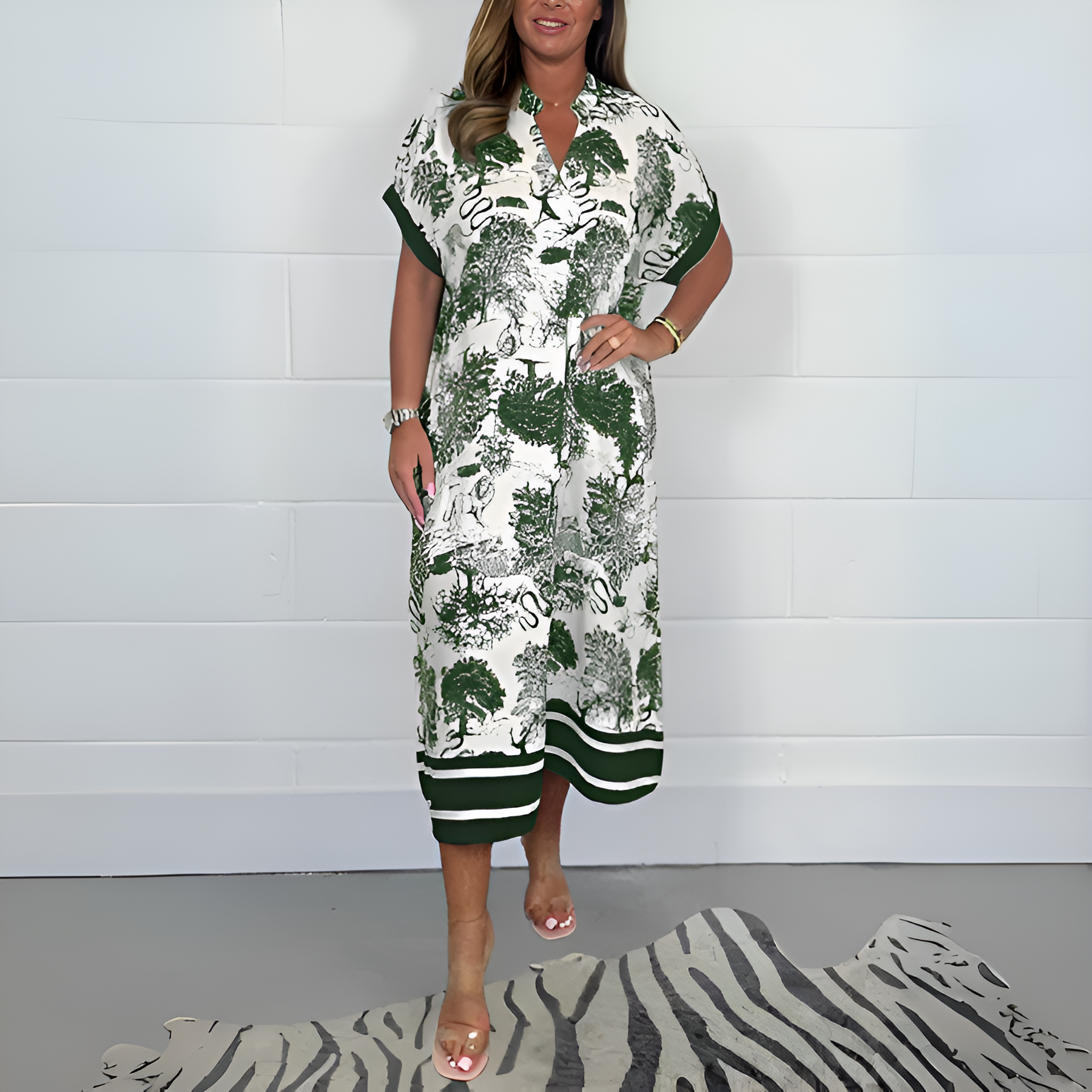 Kira | Long Sleeve White Midi Dress for Women-4