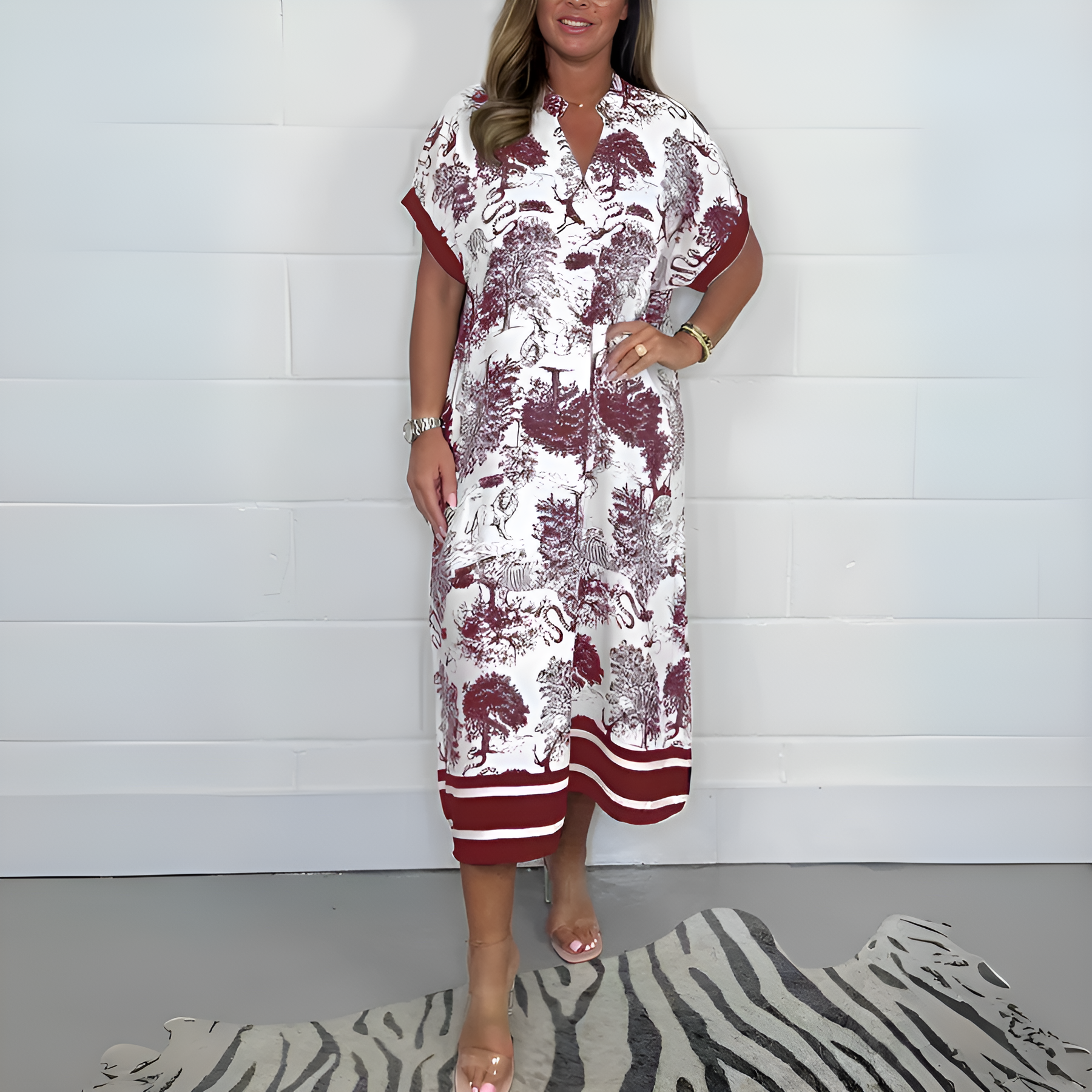 Kira | Long Sleeve White Midi Dress for Women-1