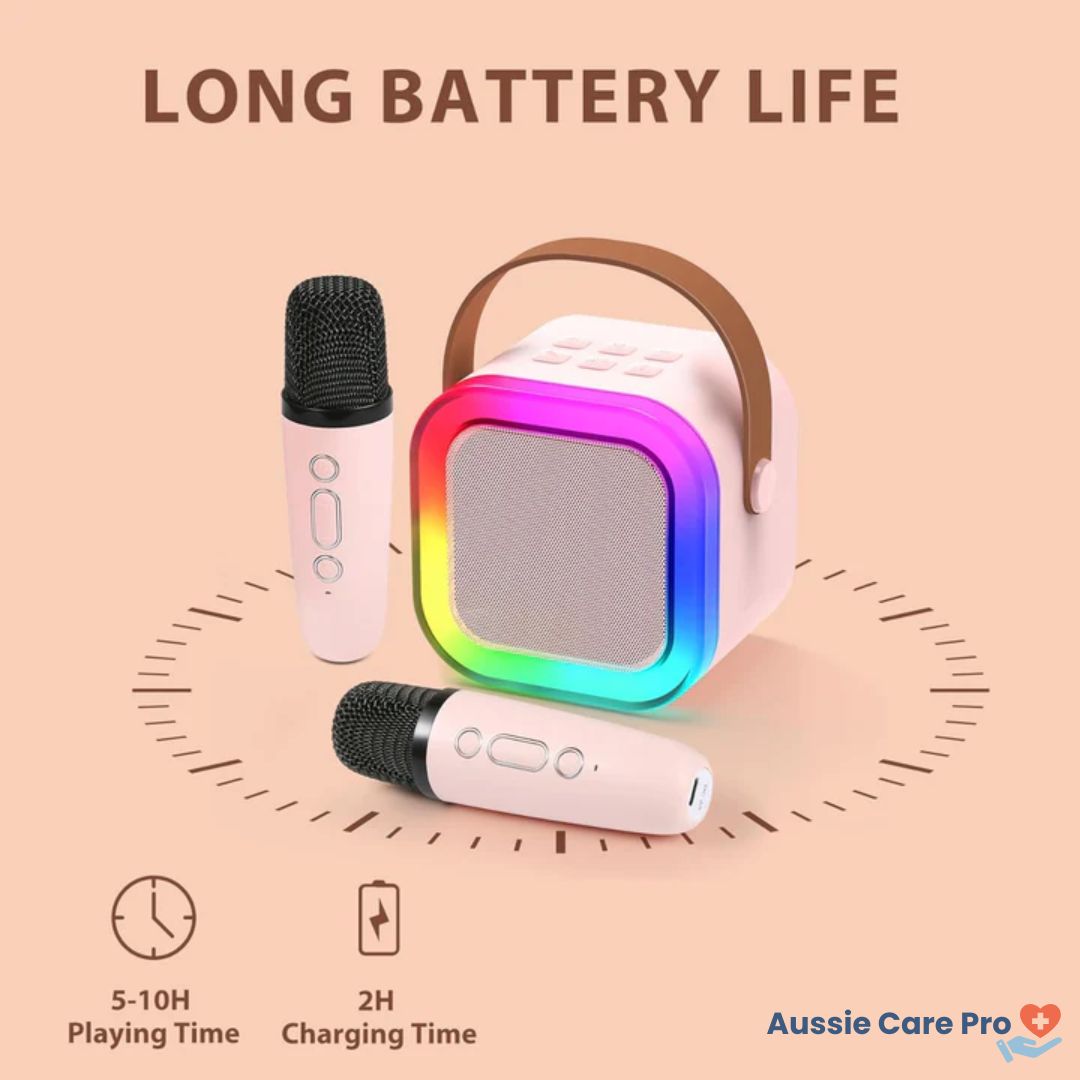 Fun Portable Karaoke System with Microphones and Lights